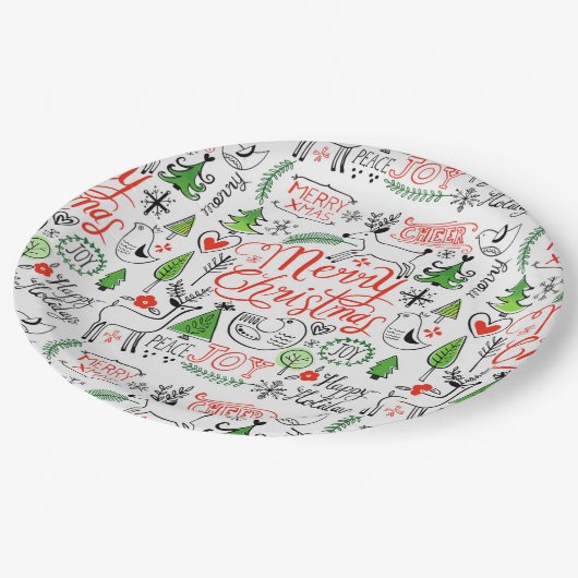 Assiettes En Carton Noël typographique (Angle)