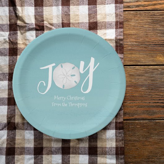 Assiettes En Carton Noël Vacances Elégante Plage Turquoise Côte