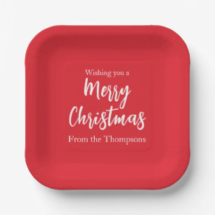 Assiettes En Carton Noël Vacances Simple Rouge Minimaliste Cute