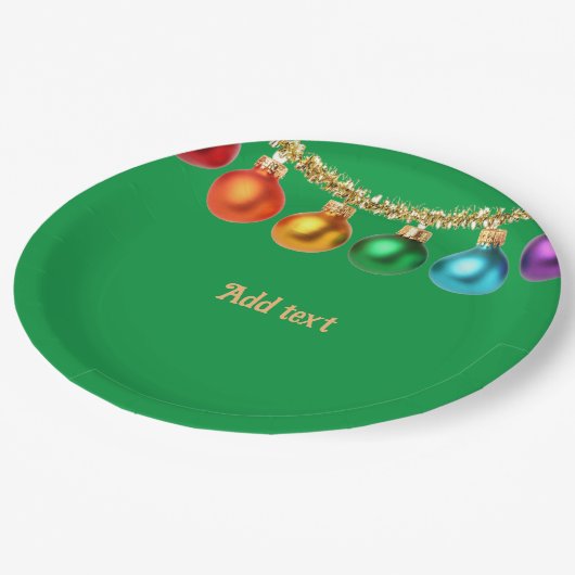 Assiettes En Carton Noël Vert Modèle ornemental (Angle)