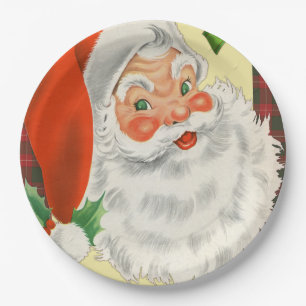 Assiettes En Carton Noël vintage de Père Noël