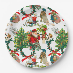 Assiettes En Carton Noël, vintage, guimauve, fleur de poinsettia