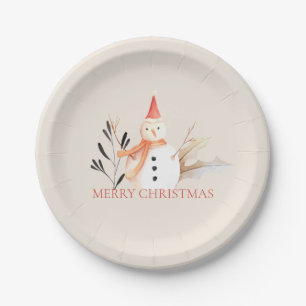 Assiettes En Carton Noël vintage Holiday Snowman