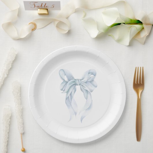 Assiettes En Carton Nœud Bleu  (Mariage)