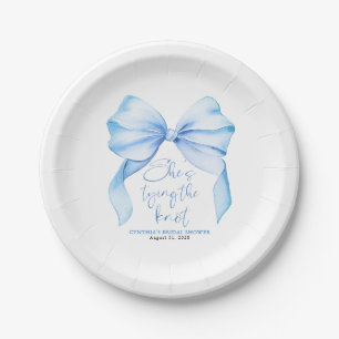 Assiettes En Carton Nœud Bleu Poussiéreux Elle Attache le Nœud Récepti