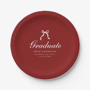 Assiettes En Carton Noeud Élégant de Fête de Remise des Diplômes Rouge