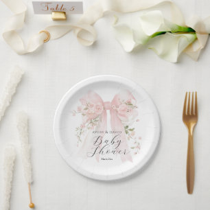 Assiettes En Carton Noeud floral élégant Fille Fleur Baby Shower