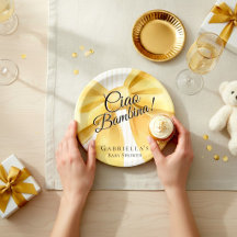 Nœud Jaune Élégant 'Ciao Bambina!' Baby Shower