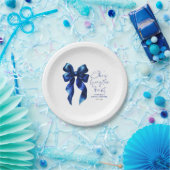 Assiettes En Carton Noeud papillon bleu marine Elle se marie Réception (Fête)