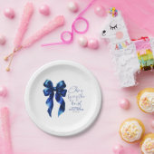 Assiettes En Carton Noeud papillon bleu marine Elle se marie Réception (Fête)