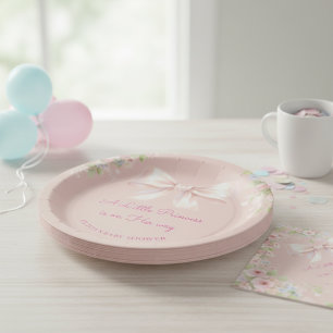 Assiettes En Carton Nœud Rose Coquette Petite Princesse Bébé Fille Sho
