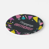 Assiettes En Carton Noir 80s Motif Plaque papier d'anniversaire (Angle)