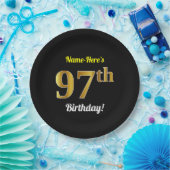 Assiettes En Carton Noir, anniversaire d'or de Faux (Fête)