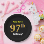 Assiettes En Carton Noir, anniversaire d'or de Faux (Fête)