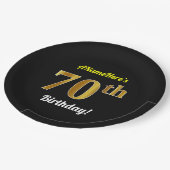 Assiettes En Carton Noir, anniversaire d'or de Faux soixante-dixième + (Angle)