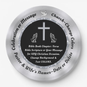Assiettes En Carton Noir, Argent Personnalisé, Plaques en papier chrét