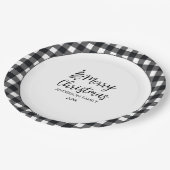 Assiettes En Carton Noir & Blanc Buffalo Plaid Minimale Noël (Angle)