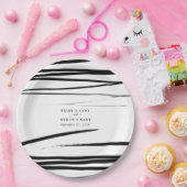 Assiettes En Carton Noir blanc moderne Abstrait mariage Faveur (Fête)