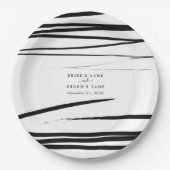 Assiettes En Carton Noir blanc moderne Abstrait mariage Faveur (Devant)