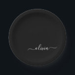 Assiettes En Carton Noir Blanc Moderne Minimaliste Élégant Monogramme<br><div class="desc">Découvrez notre collection minimaliste moderne de monogrammes noirs et blancs : Faites preuve de simplicité et de sophistication grâce à nos designs minimalistes, conçus pour élever votre style sans effort. Réalisée avec un oeil attentif pour l'esthétique moderne, cette collection présente des motifs noirs et blancs épurés accentués par des monogrammes...</div>