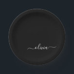 Assiettes En Carton Noir Blanc Moderne Minimaliste Élégant Monogramme<br><div class="desc">Découvrez notre collection minimaliste moderne de monogrammes noirs et blancs : Faites preuve de simplicité et de sophistication grâce à nos designs minimalistes, conçus pour élever votre style sans effort. Réalisée avec un oeil attentif pour l'esthétique moderne, cette collection présente des motifs noirs et blancs épurés accentués par des monogrammes...</div>