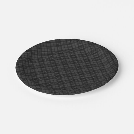 Assiettes En Carton Noir blanc tartan plaid hiver Noël motif (Angle)