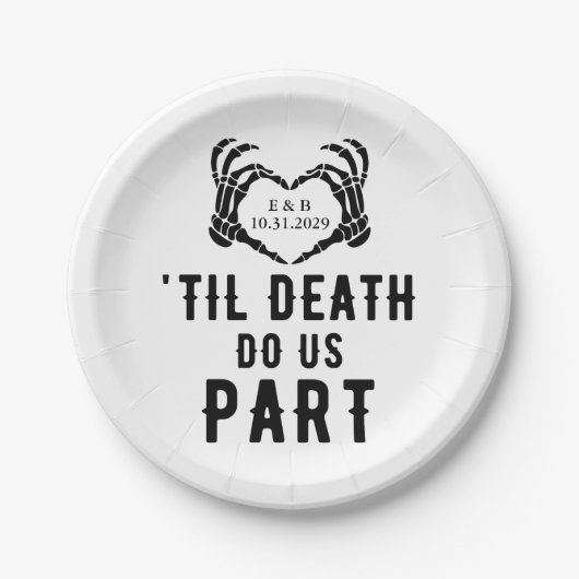 Assiettes En Carton Noir Blanc Til Death Do Us Part Mariage Squelette (Devant)
