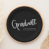 Assiettes En Carton Noir & blanc Trendy Décontracté Script Graduation