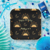 Assiettes En Carton Noir Boho Celestial Motif sans fil Anniversaire (Fête)