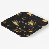 Assiettes En Carton Noir Boho Celestial Motif sans fil Anniversaire (Angulaire)