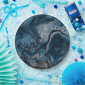 Assiettes En Carton Noir, Brown, gris et bleu Abstrait moderne (Fête)