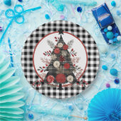 Assiettes En Carton Noir Buffalo Plaid Noël (Fête)