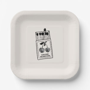 Assiettes En Carton Noir Cerisier Parfait Correspondance Plaques de Ba