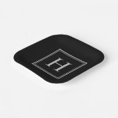 Assiettes En Carton Noir classique simple avec Monogramme gris (Angulaire)