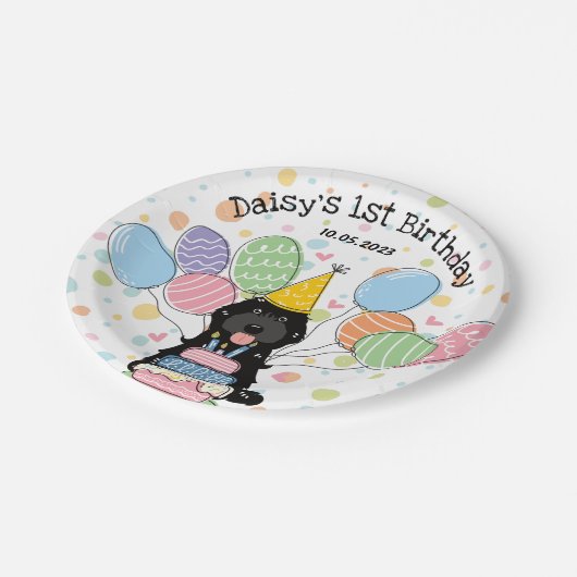 Assiettes En Carton Noir Cockapoo Cavapoo Chien Anniversaire (Angle)
