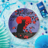 Assiettes En Carton Noir conversation aux roses rouges (Fête)