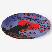 Assiettes En Carton Noir conversation aux roses rouges (Angle)