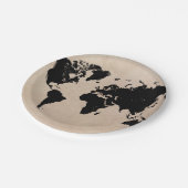 Assiettes En Carton noir de carte du monde (Angle)