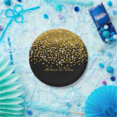 Assiettes En Carton Noir d'or de la douche | de confettis de parties (Fête)