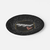 Assiettes En Carton Noir et argent glam engagé (Angle)