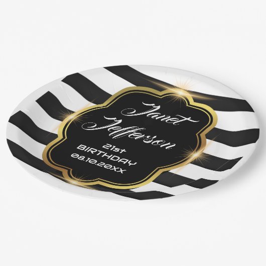 Assiettes En Carton Noir et blanc (Angle)