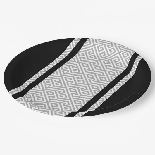 Assiettes En Carton Noir et blanc (Angle)