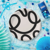 Assiettes En Carton Noir et blanc Abstrait (Fête)