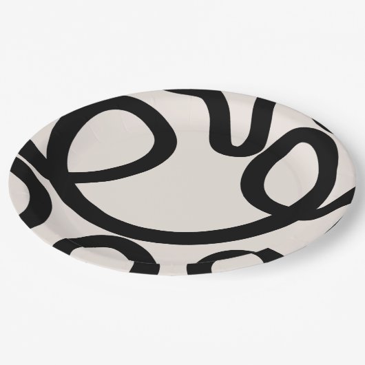 Assiettes En Carton Noir et blanc Abstrait (Angle)
