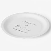 Assiettes En Carton Noir et blanc Élégant Moderne Mariage simple (Angle)