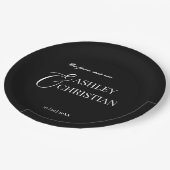 Assiettes En Carton Noir et blanc élégant monogramme simple imprimé (Angle)