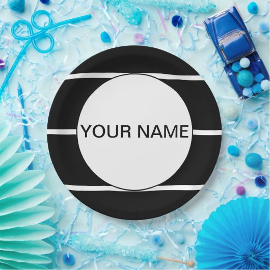 Assiettes En Carton Noir Et Blanc Gratté (Fête)