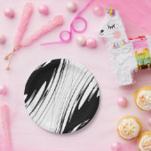 Assiettes En Carton Noir et blanc moderne (Fête)