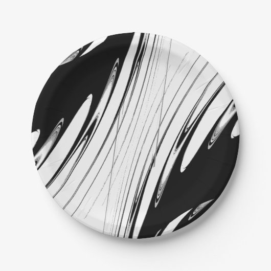 Assiettes En Carton Noir et blanc moderne (Devant)