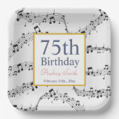 Assiettes En Carton Noir et blanc Note Musicien Anniversaire (Recto)